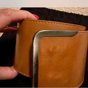 MaxMara Tan Leather Belt with Silver Buckle